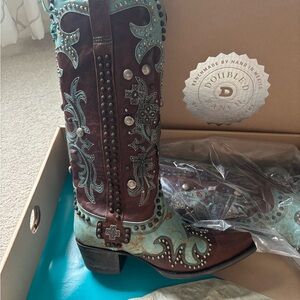 Double D Ranch Turquoise and Brown Embellished Boots